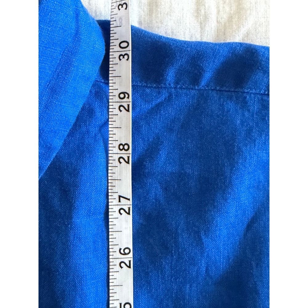 SPANX Linen Button Down Shirt 2026 Style Size Medium Royal Blue Relaxed - Picture 7 of 8